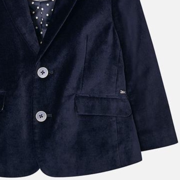 Mayoral Velvet Blazer Jacket Navy Blue NWT - Picture 3 of 8